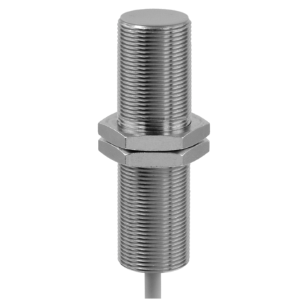 Baumer IFRM 18N37A4/L (11111672) | NPN NC Inductive Proximity Sensor, 18mm Quasi-Flush, 8mm Range, 2m Cable, 65mm Extended Body, Brass, IP67