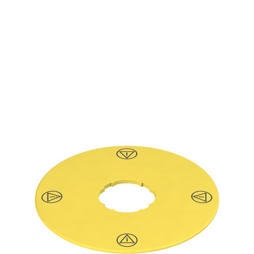 Pizzato VE TF32D5113 Safety Label - 90mm Yellow Disc with Shaped Hole, ISO 13850 Compliant