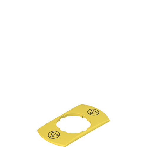 Pizzato VE TF32G5121 Yellow Safety Label with Shaped Hole, 30x60 mm, ISO 13850 Compliant