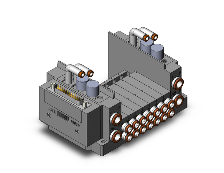 SMC SS5Y3-10F1-07BR-N7AA 4/5 port solenoid valve ss5y3 7 sta manifold base