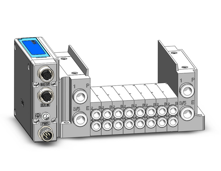 SMC SS5Y3-10SFAN-08B-C6 4/5 port solenoid valve ss5y3 8 sta manifold base