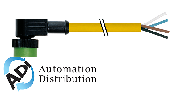Murrelektronik 7050-12341-0140500 mq12 female 90?? with cable, pvc 4x0.34 ye ul/csa 5m