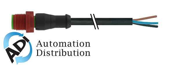 Murrelektronik 7023-20001-6260300 m12 male 0?? c coded 230v, pur 3x0.75 black 3m
