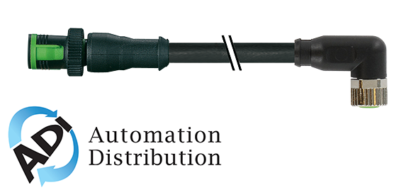Murrelektronik 7050-40601-6300200 mq12 male 0?? / m8 female 90??, pur 3x0.25 black ul/csa, drag ch 2m