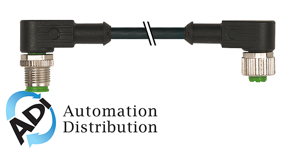 Murrelektronik 7000-40301-6130100 m12 male 90?? / m12 female 90??, pvc 3x0.34 black ul/csa 1m