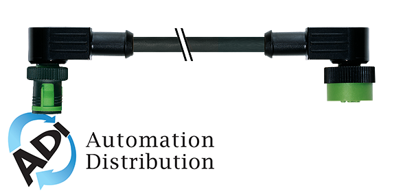 Murrelektronik 7050-40241-6330100 mq12 male 90?? / mq12 female 90??, pur 3x0.34 bk ul/csa+drag chain 1m