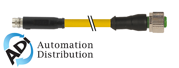 Murrelektronik 7000-88361-0200060 m8 male snap-in / m12 female 0?? screw-in, pur 3x0.25 yellow, 0.6m