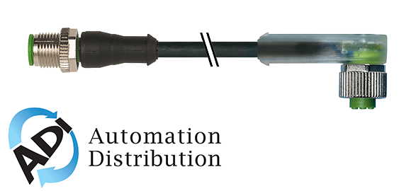 Murrelektronik 7000-40321-6330030 m12 male 0?? / m12 female 90?? led, pur 3x0.34 black ul/csa, drag ch 0.3m