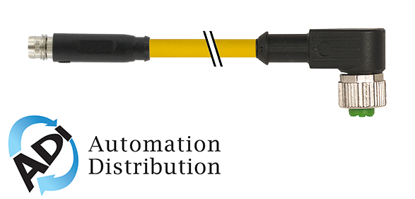 Murrelektronik 7000-88381-0200060 m8 male 0?? snap-in / m12 female 90?? screw-in, pur 3x0.25 ye ul/csa 0,6m