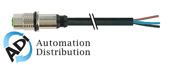 Murrelektronik 7000-13617-6140100 m12 female receptacle a-cod. with cable rear mount, pvc 4x0.34 bk ul/csa 1m