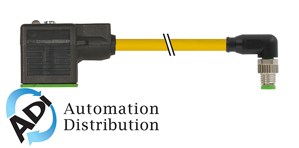 Murrelektronik 7000-88771-0130200 m8 male 90?? 4 pole / msud valve plug form b 10 mm, pvc 3x0.34 yellow, 2m
