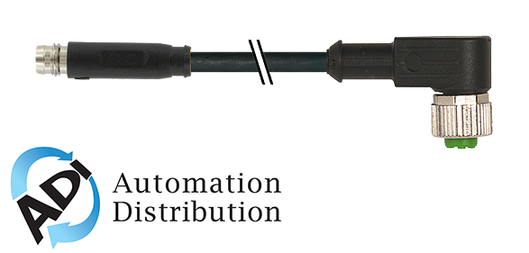 Murrelektronik 7000-88381-6200150 m8 male 0?? snap-in / m12 female 90?? screw-in, pur 3x0.25 bk ul/csa 1,5m