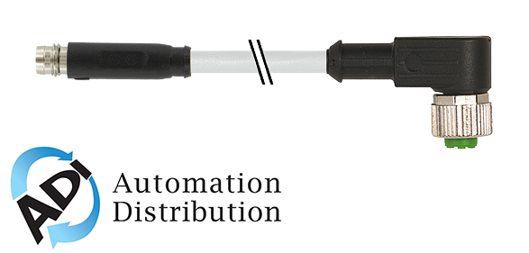 Murrelektronik 7000-88381-2100100 m8 male 0?? snap-in / m12 female 90?? screw-in, pvc 3x0.25 gy ul/csa 1m