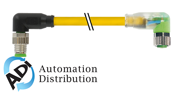 Murrelektronik 7000-88101-0200030 m8 male 90?? / m8 female 90?? led, pur 3x0.25 yellow, 0.3m