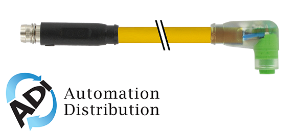 Murrelektronik 7000-88161-0100100 m8 male 0?? / m8 female 90?? snap-in led, pvc 3x0.25 ye ul/csa 1m