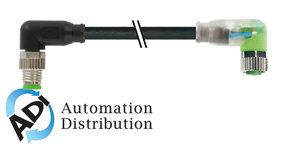 Murrelektronik 7000-88101-6300030 m8 male 90?? / m8 female 90?? led, pur 3x0.25 bk ul/csa+drag chain 0,3m