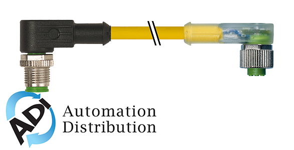 Murrelektronik 7000-40401-0530030 m12 male 90?? / m12 female 90?? led, pur 3x0.34 yellow, ul/csa, robot, drag ch 0.3m