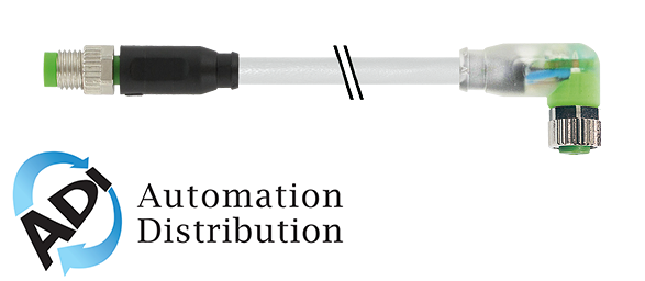 Murrelektronik 7000-88041-2100100 m8 male 0?? / m8 female 90?? led, pvc 3x0.25 gy ul/csa 1m