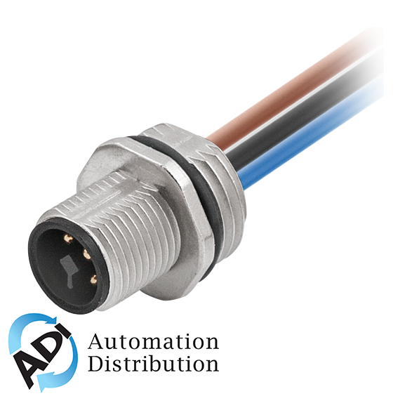Murrelektronik 7000-P7281-9410020 m12 power t-coded male receptacle front mount, wires pvc 4x1.5 0,2m