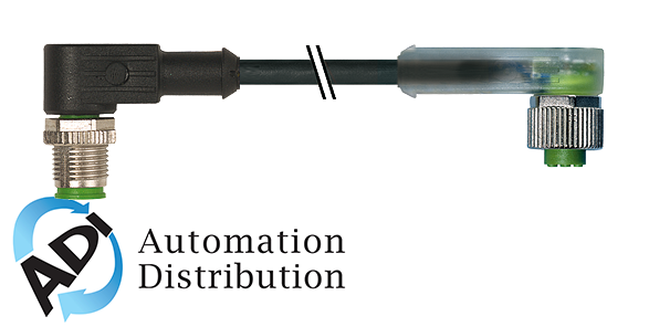 Murrelektronik 7000-40421-6140150 m12 male 90?? / m12 female 90?? led, pvc 4x0.34 black ul/csa 1.5m