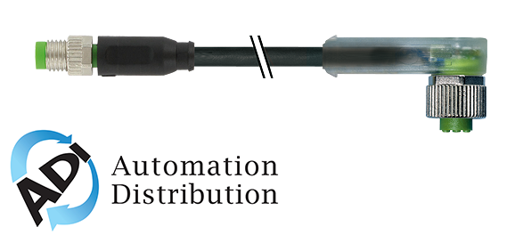 Murrelektronik 7000-88281-6500060 m8 male 0?? / m12 female 90?? led, pur 3x0.25 bk ul/csa+robot+drag chain 4m