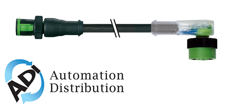 Murrelektronik 7050-40341-6340060 mq12 male 0?? / mq12 female 90?? led, pur 4x0.34 black ul/csa, drag ch 0.6m