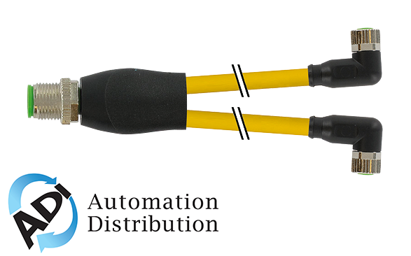 Murrelektronik 7000-40841-0100100 m12 y-distributor / m8 female 90??, pvc 3x0.25 ye ul/csa 1m