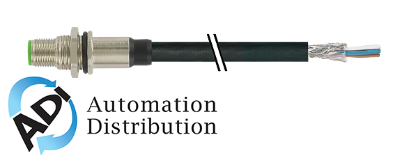 Murrelektronik 7000-13591-6410150 m12 male recept. shielded rear mount, pur 4x0.34 shielded bk ul/csa+drag chain 1,5m