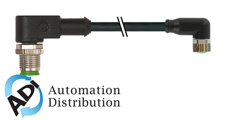 Murrelektronik 7000-40681-6300600 m12 male 90?? / m8 female 90??, pur 3x0.25 bk ul/csa+drag chain 6m