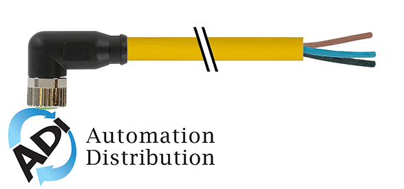 Murrelektronik 7000-08081-0102000 m8 female 90?? with cable, pvc 3x0.25 ye ul/csa 20m