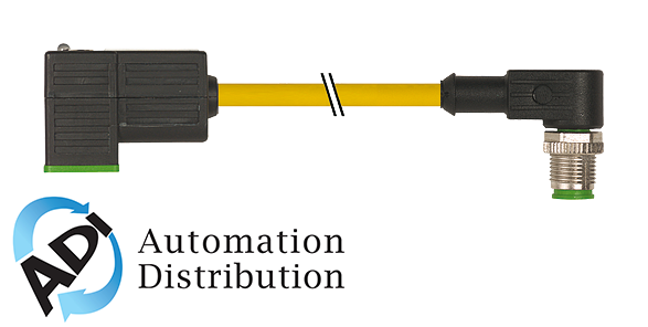 Murrelektronik 7000-41061-0560200 m12 male 90?? / msud valve plug form ci 9.4 mm, pur 3x0.75 yellow, robot, drag ch 2m