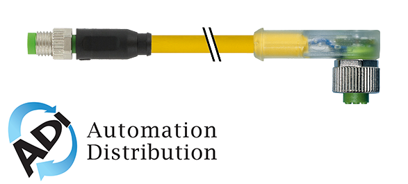 Murrelektronik 7000-88281-0300200 m8 male 0?? / m12 female 90?? led, pur 3x0.25 ye ul/csa+drag chain 2m