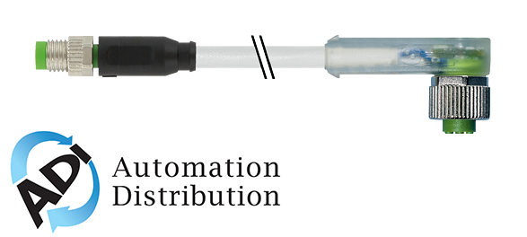 Murrelektronik 7000-88281-2500100 m8 male 0?? / m12 female 90?? led, pur 3x0.25 ye ul/csa+robot+drag chain 1m