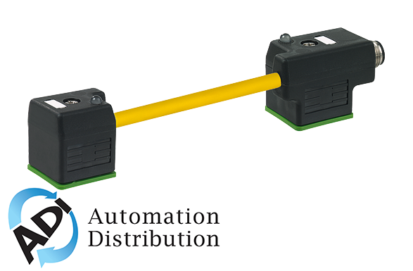 Murrelektronik 7000-41581-0160000 m12 male on rear of msud double valve plug 18mm, pvc 3x0.75 yellow, 0m