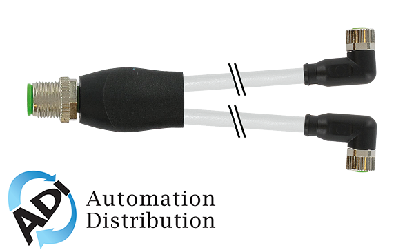 Murrelektronik 7000-40841-2300030 m12 y-distributor / m8 female 90??, pur 3x0.25 gy ul/csa+drag chain 0.3m