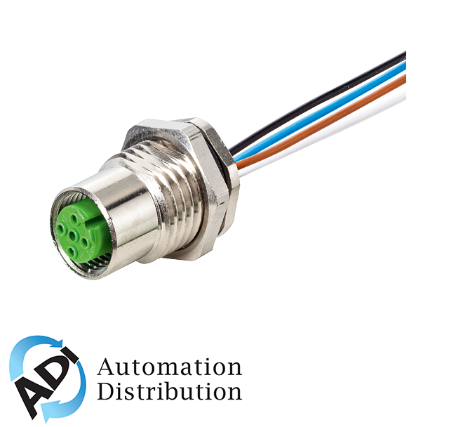 Murrelektronik 7000-19185-9790050 m12 female flange plug a coded rear mount, pp-wires 12x0,14 0.5m