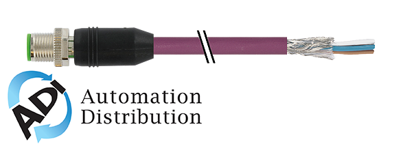 Murrelektronik 7000-14541-7980200 m12 male,0?? shielded, d coded, ethernet, pur 2x2xawg22 shielded vio ul,csa+dragchain 2m