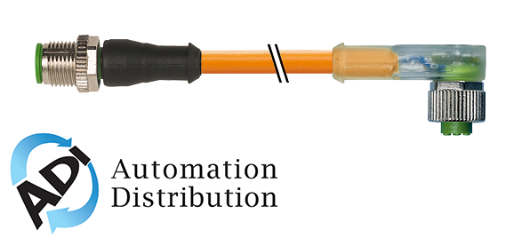 Murrelektronik 7000-40341-8460100 m12 male 0?? / m12 female 90?? led, pur 4x0.34 orange ul/csa, robot, drag ch 1m