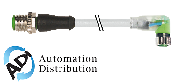 Murrelektronik 7000-40651-2310400 m12 male 0?? / m8 female 90?? led, pur 4x0.25 gy ul/csa+drag chain 4m