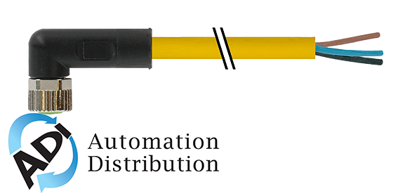 Murrelektronik 7700-08081-U031000 m8 female 90?? with cable, tpe 3x22awg ye ul/csa, itc/pltc 10m