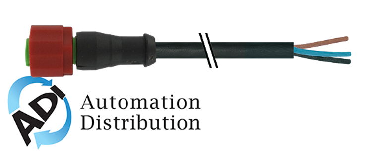 Murrelektronik 7023-20101-6361000 m12 female 0?? c coded 230v, pur 3x0.75 black ul/csa, drag ch 10m