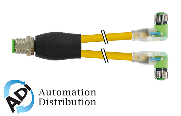 Murrelektronik 7000-40861-0100100 m12 y-distributor / m8 female 90?? led, pvc 3x0.25 ye ul/csa 1m