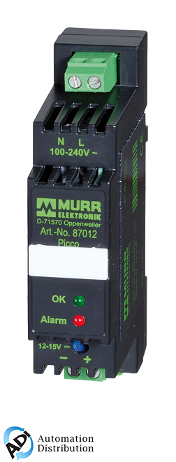 Murrelektronik 87011 picco 24v/0,42a (10w) - power supply / 1-phase, in: 110-230vac / out: 24 - 28vdc/0,42a, screw connection