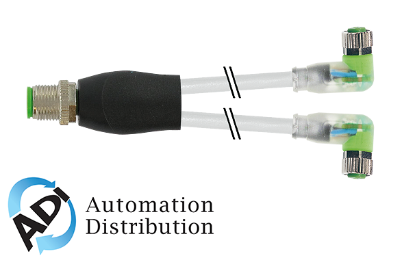 Murrelektronik 7000-40861-2100150 m12 y-distributor / m8 female 90?? led, pvc 3x0.25 gy ul/csa 1,5m