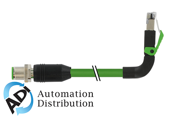 Murrelektronik 7000-44727-7960150 m12 male 0?? / rj45 90?? up shielded ethernet, pur 2x2xawg22 shielded gn ul/csa+dragchain 1,5m