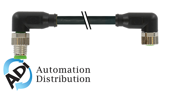 Murrelektronik 7000-89581-6410500 m8 male 90?? / m8 female 90??, shielded, pur 4x0.34 shielded bk ul/csa+drag chain 5m