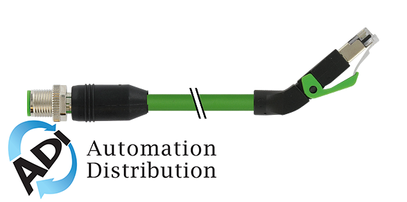 Murrelektronik 7000-44721-7960150 m12 male 0?? / rj45, 45?? up, shielded, ethernet, pur 2x2xawg22 shielded gn ul/csa+dragchain 1,5m