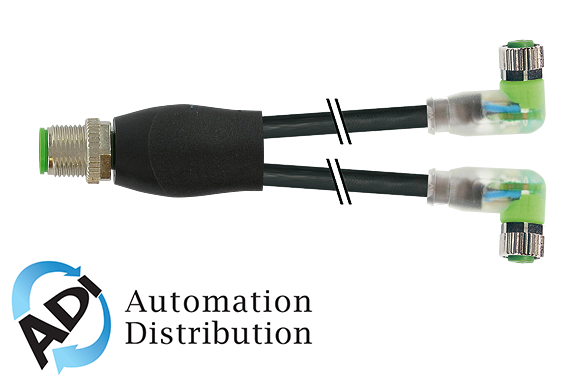 Murrelektronik 7000-40861-6300380 m12 y-distributor / m8 female 90?? led, pur 3x0.25 bk ul/csa+drag chain 3,8m