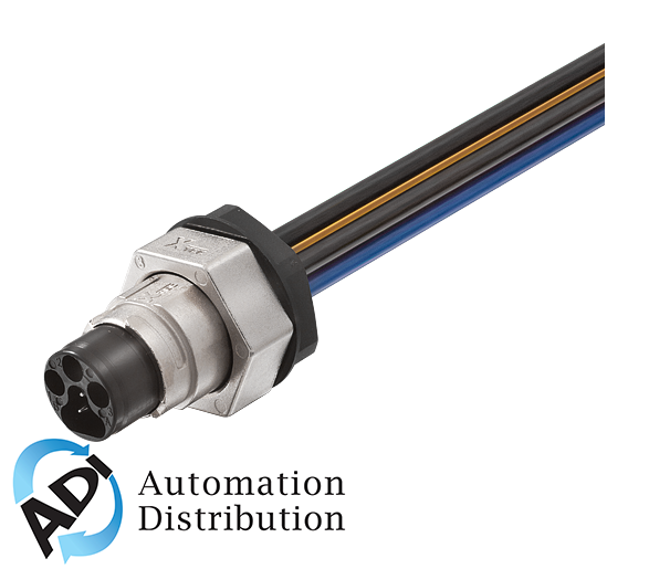 Murrelektronik 7000-P8182-P800200 mq15-x-power male receptacle front mount, pvc 6x2,5 ul/csa 2 m