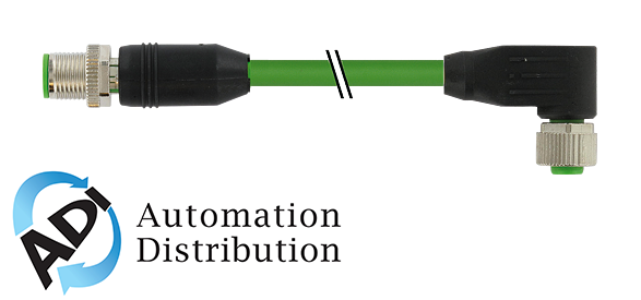 Murrelektronik 7000-46051-8020060 m12 male 0?? / m12 female 90?? shielded cube67, pur 20awg+22awg shielded gn ul/csa 0.6m